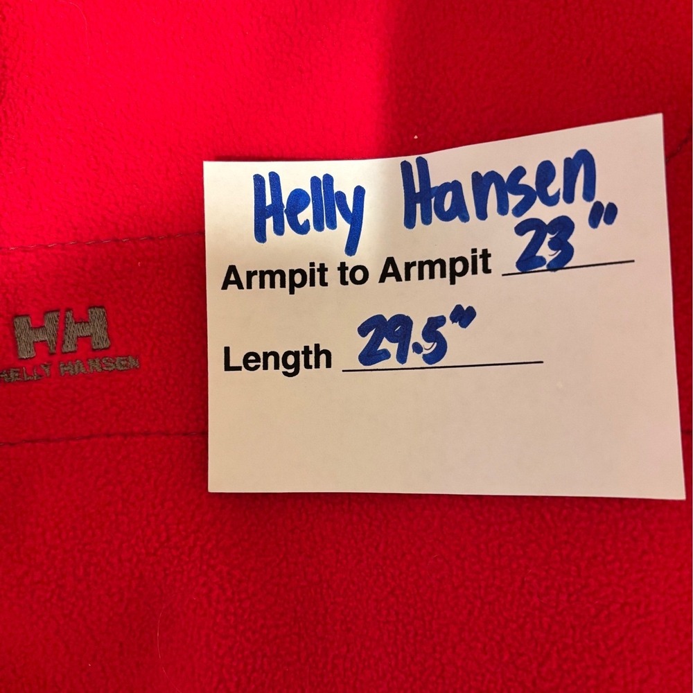 Helly Hansen Mens XL Red Fleece Full Zip Jacket Mock Neck‎ Logo Outdoor Hiking - Picture 9 of 10